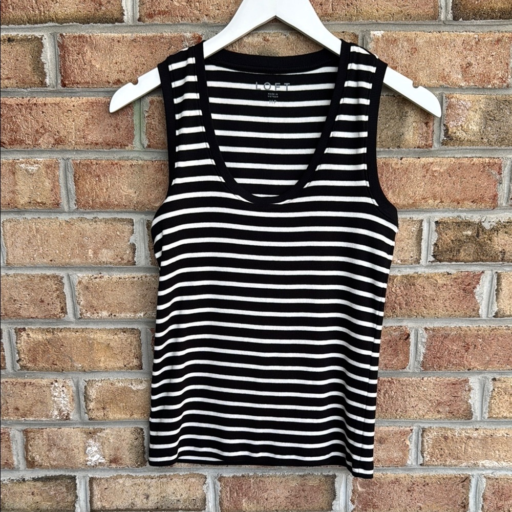 LOFT black and white striped ribbed tank, size MP, NWT